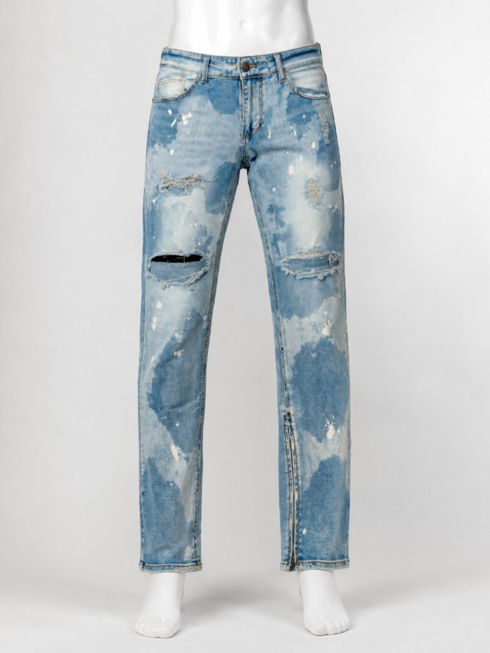 Fashion Nova Men Distressed Paint Splatter Blue Jeans Size 40